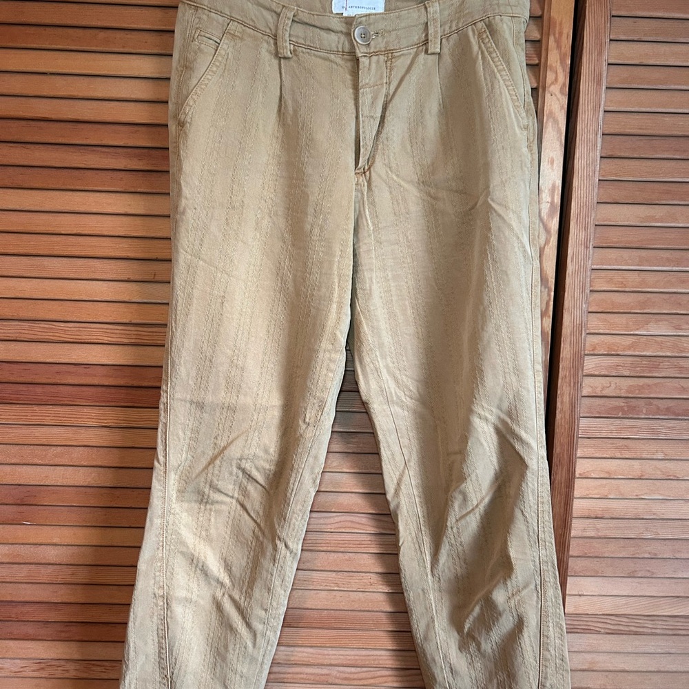 Anthropologie dark yellow embroidered design chinos for Women